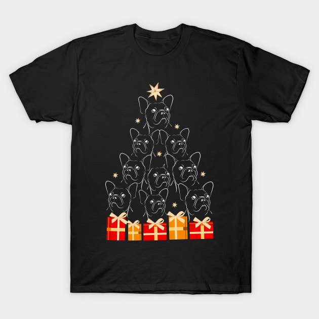 Frenchie Xmas Tree French Bulldog Lovers Christmas Vibes T-Shirt by cogemma.art